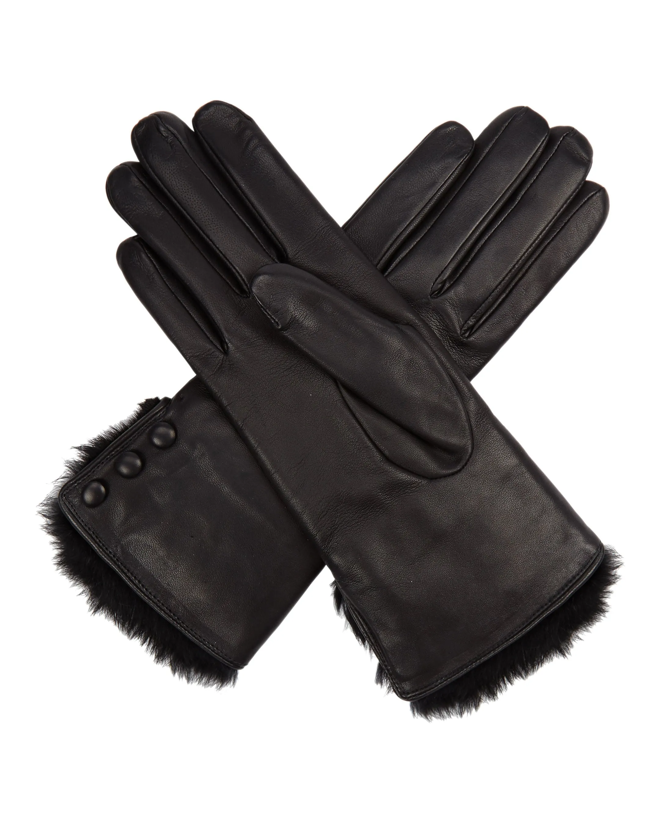 Women's Fur Lined Leather Gloves Black