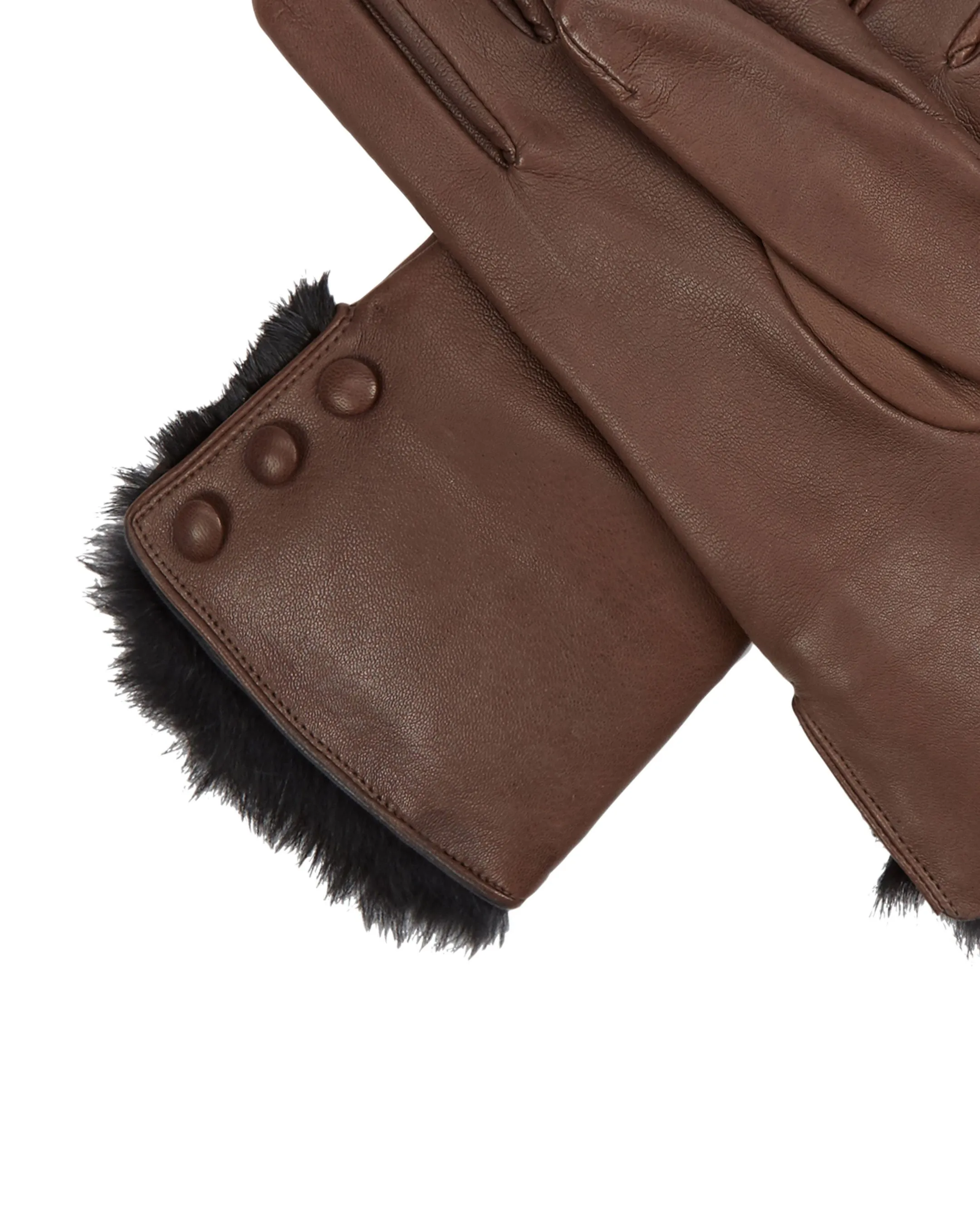 Women's Fur Lined Leather Gloves Mocha Brown