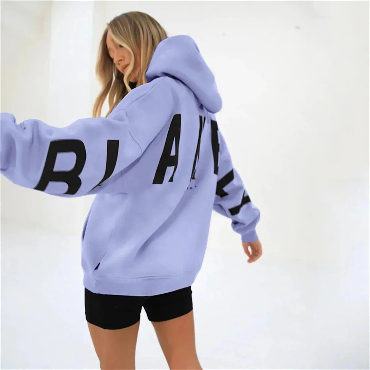 Women's Hoodie Pullover Sweatshirt Stylish Letter Print With Thick Long Sleeves Tops Loose 2024 Autumn Winter Hoodies Sportwear