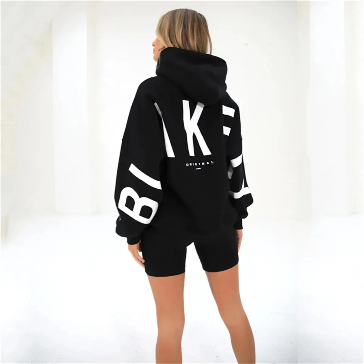 Women's Hoodie Pullover Sweatshirt Stylish Letter Print With Thick Long Sleeves Tops Loose 2024 Autumn Winter Hoodies Sportwear