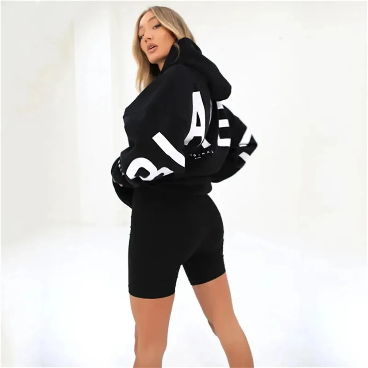 Women's Hoodie Pullover Sweatshirt Stylish Letter Print With Thick Long Sleeves Tops Loose 2024 Autumn Winter Hoodies Sportwear