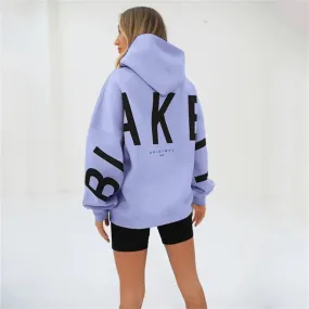 Women's Hoodie Pullover Sweatshirt Stylish Letter Print With Thick Long Sleeves Tops Loose 2024 Autumn Winter Hoodies Sportwear