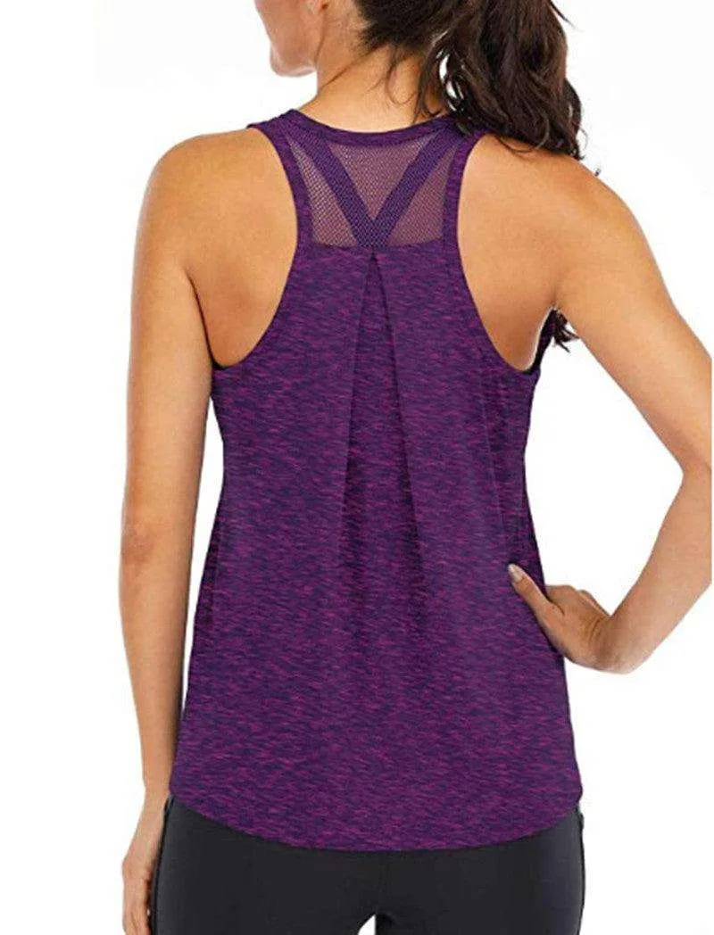 Women's loose racer mesh halter sports vest