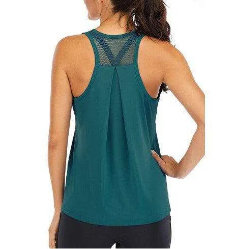 Women's loose racer mesh halter sports vest