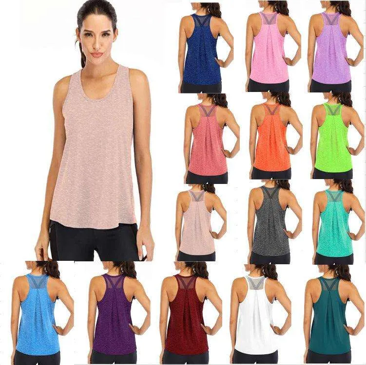 Women's loose racer mesh halter sports vest