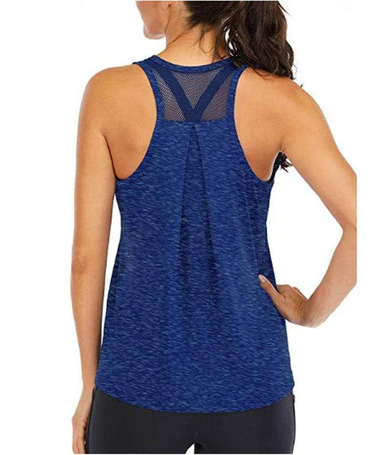 Women's loose racer mesh halter sports vest