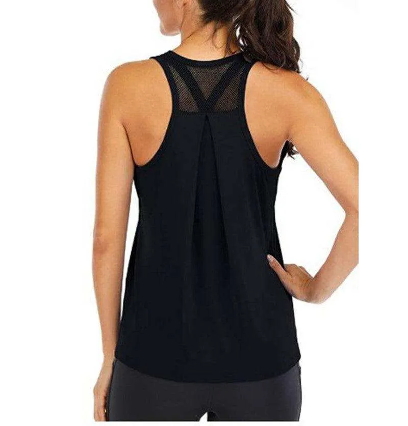 Women's loose racer mesh halter sports vest