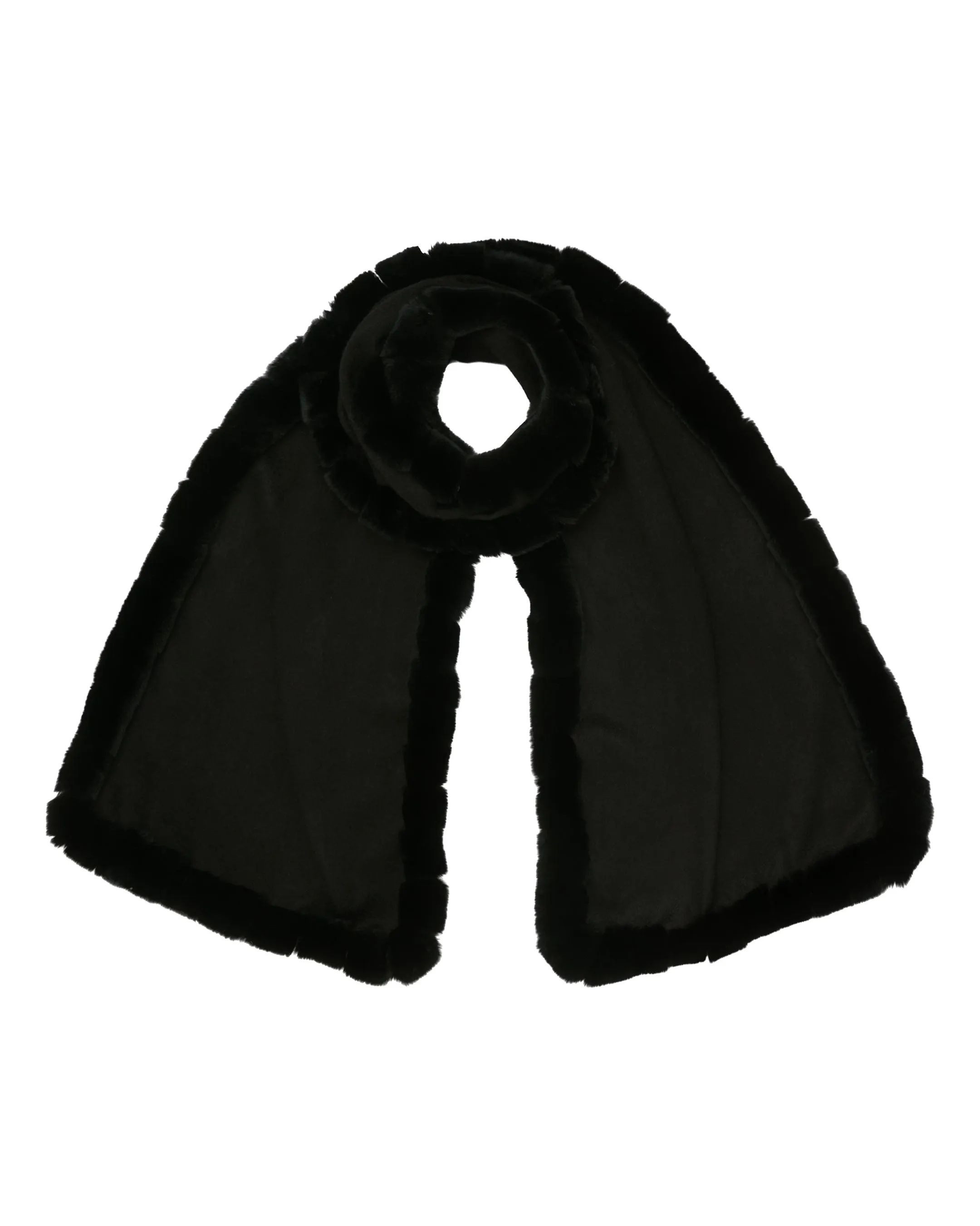 Women's Meribel Woven Fur Trim Scarf Black