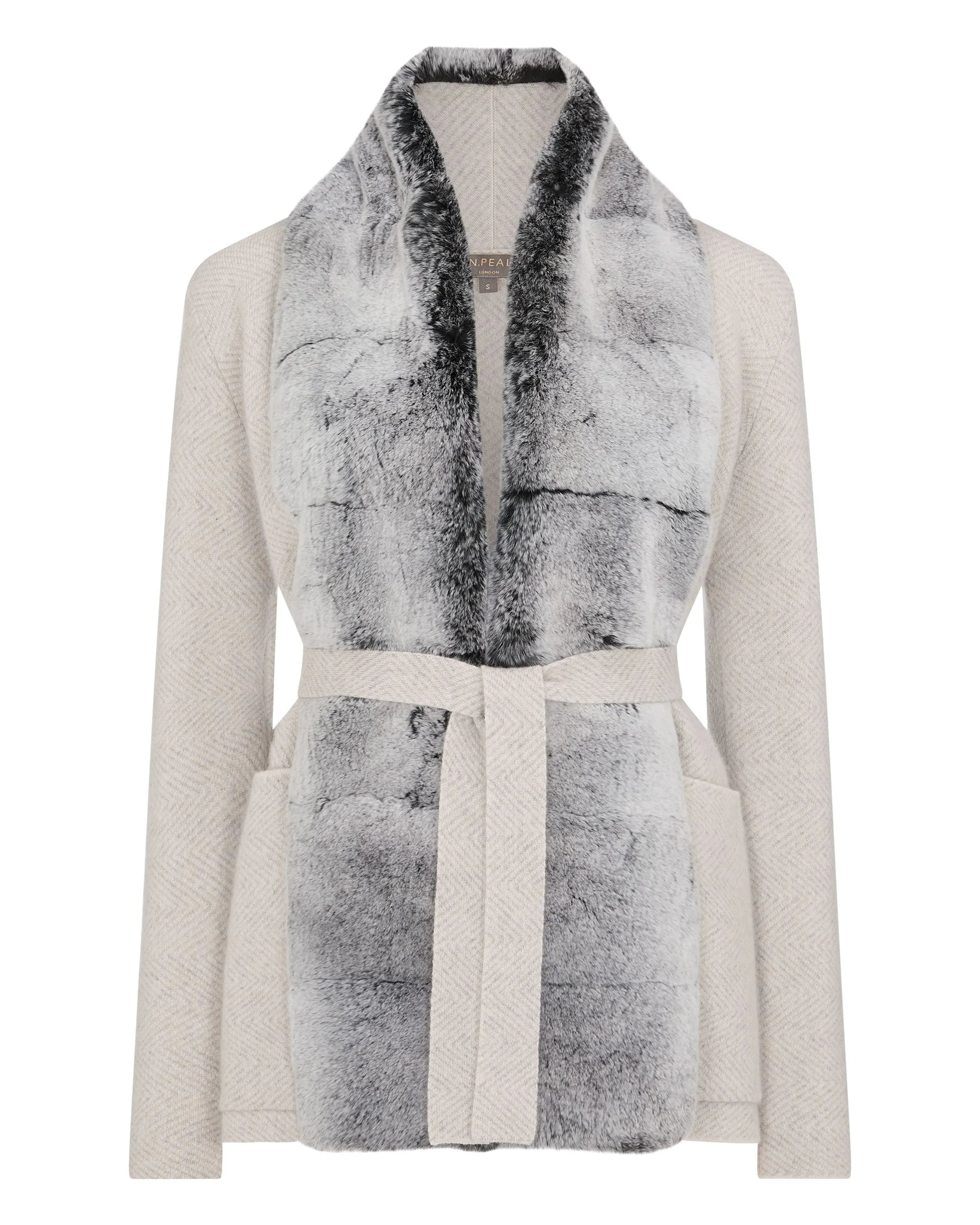 Women's Ruby Herringbone Fur Cardigan Frost White