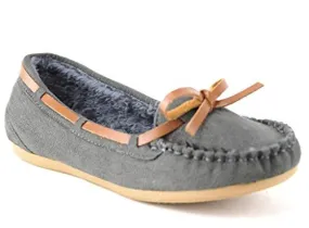 Women's WM Warm Fur Lined Winter Moccasin Flats Shoes