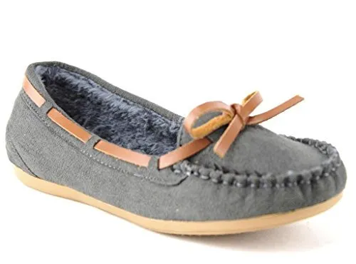 Women's WM Warm Fur Lined Winter Moccasin Flats Shoes