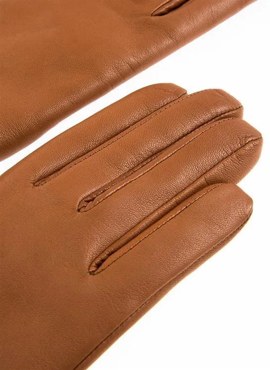 Women's Wool-Lined Leather Gloves with Fur Cuffs