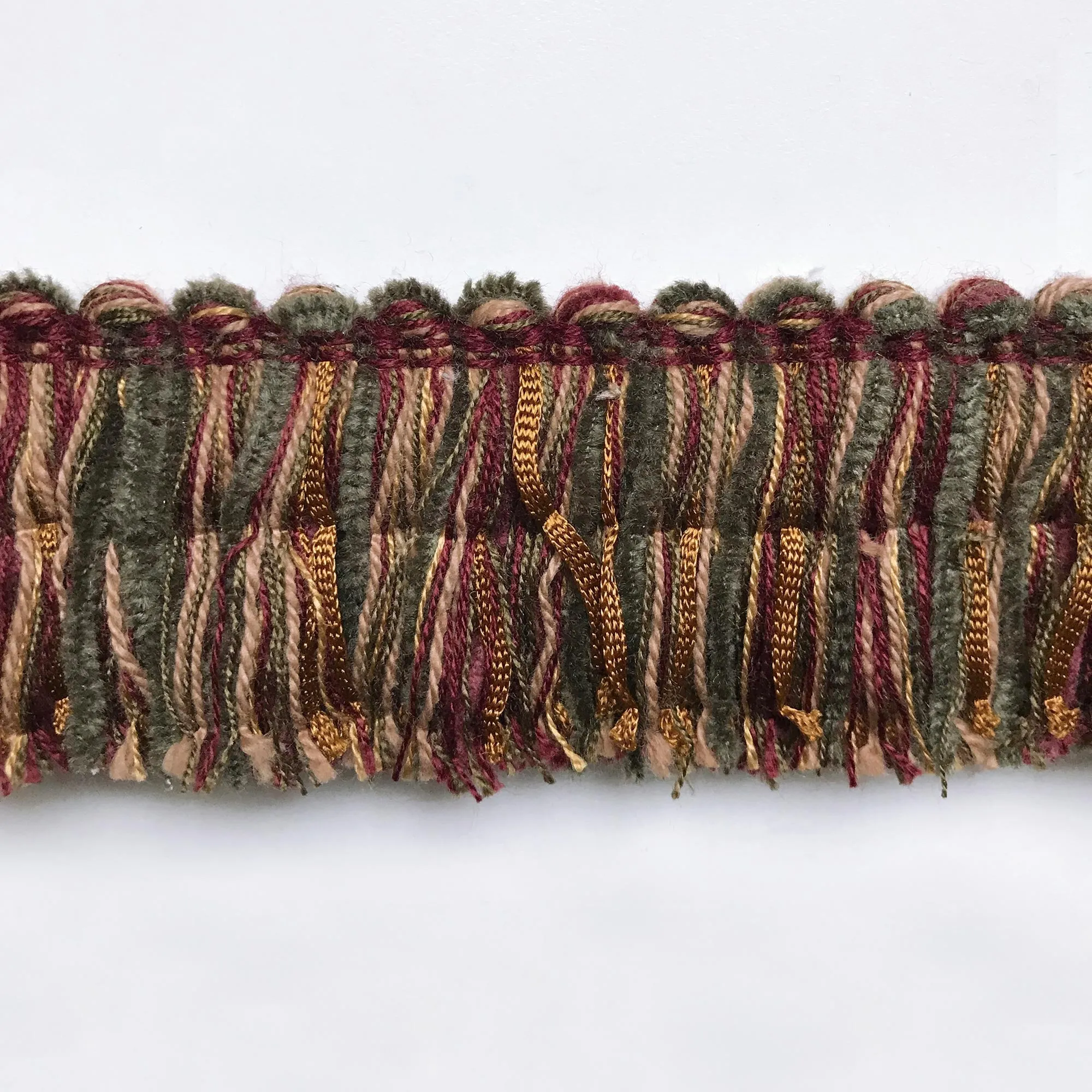 Yellow and Burgundy High Quality Decorative Brush Fringe Trim by the yard