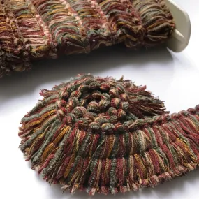 Yellow and Burgundy High Quality Decorative Brush Fringe Trim by the yard