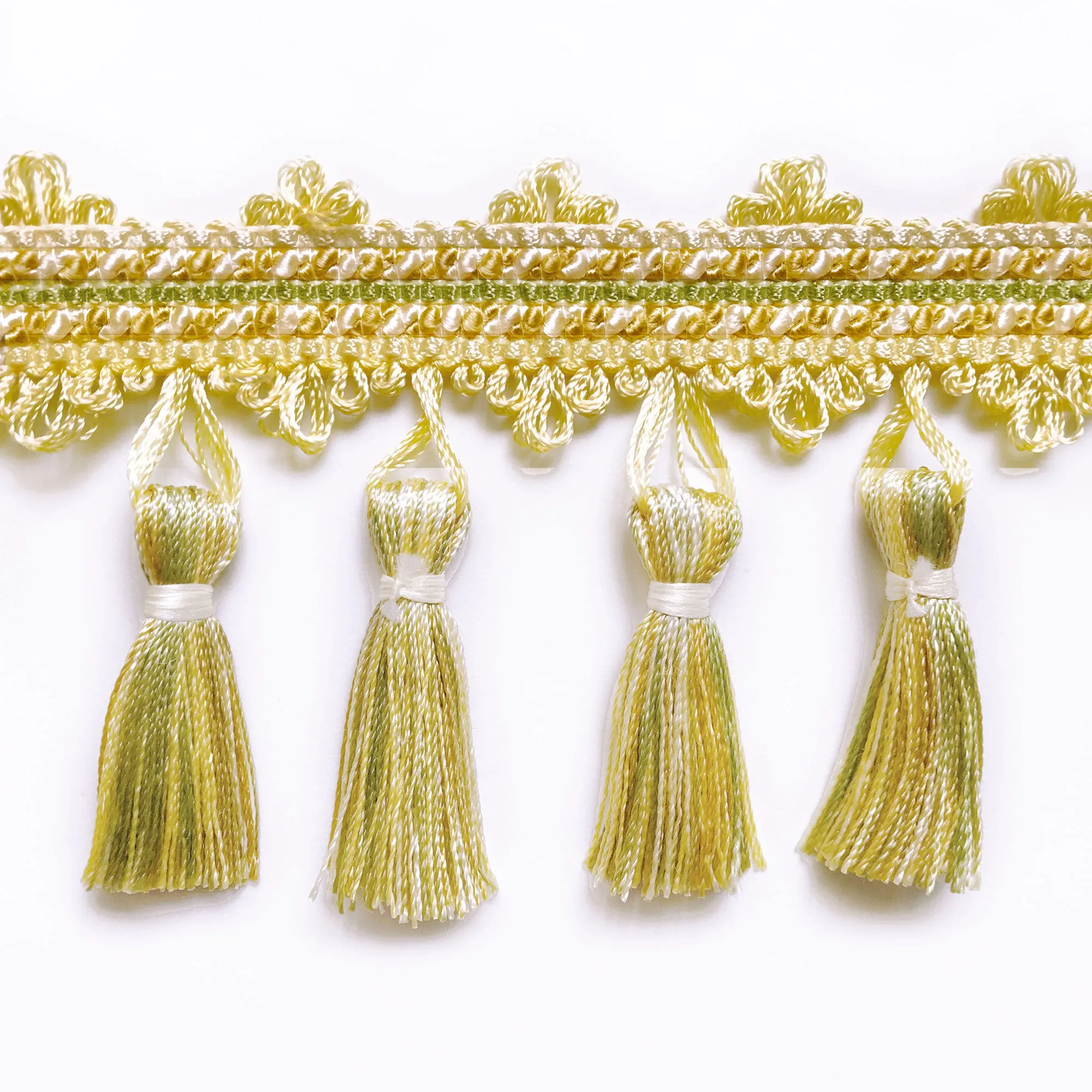 Yellow and Lime High Quality Decorative Tassel Trim by the yard